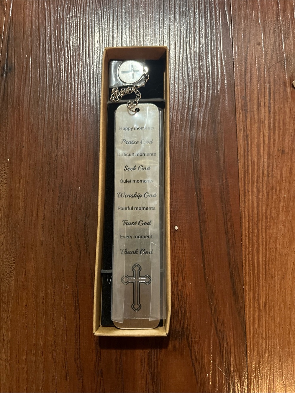 Christian Religious Silver Metal Engraved Cross Bookmark